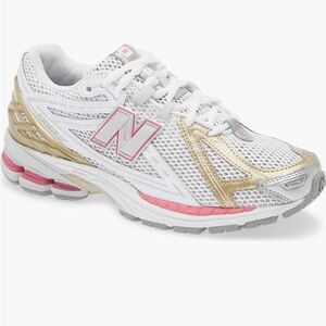 New Balance Women's White and Gold Running Shoes